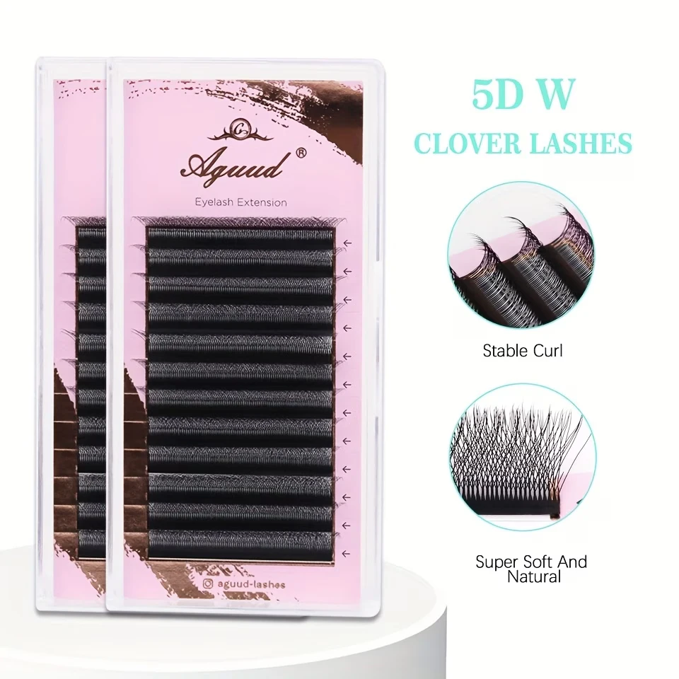 AGUUD 2D 3D 4D 5D W Shape Automatic Flowering Premade Fans Eyelash Extensions Natural Soft Individual Lashes Makeup Cilia