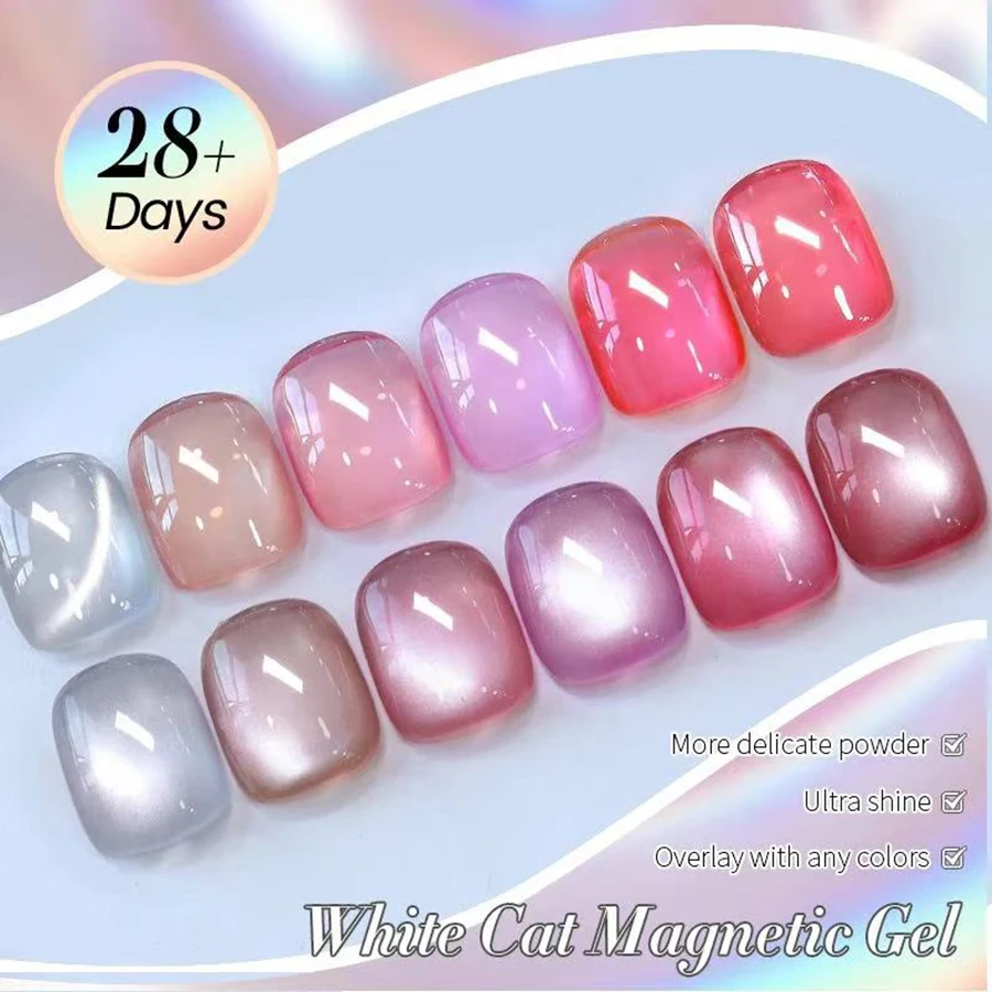 1-8 pièces TC flux lumière blanc oeil de chat Gel vernis à ongles Ultra brillance tremper Gel UV miroir verre chat aimant Gel vernis ongles fournitures