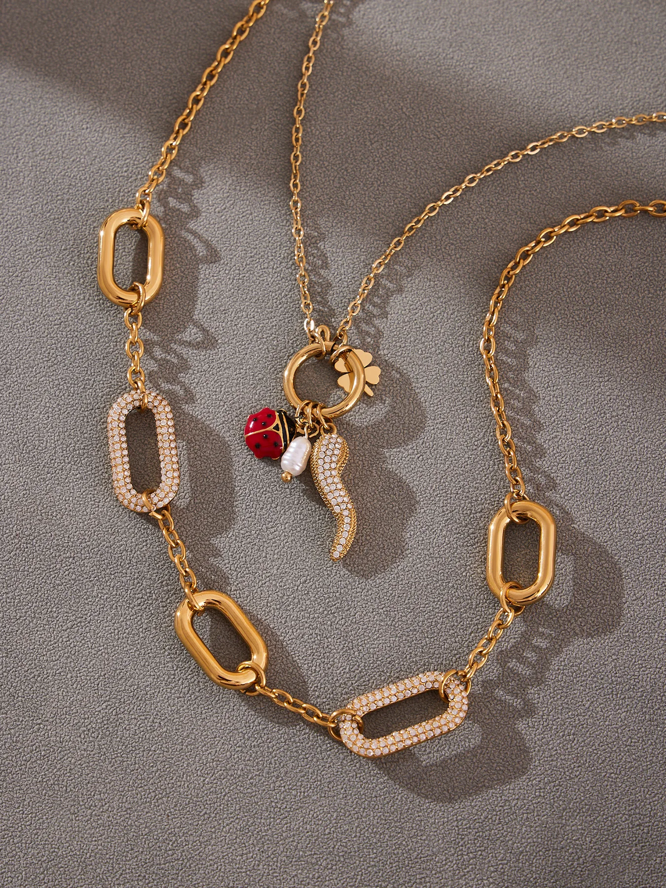 JOOLIM Jewelry Wholesale High End Fashion Luxury Rectangle Little Pepper Zirconia Pendant Stainless Steel Necklace for Women