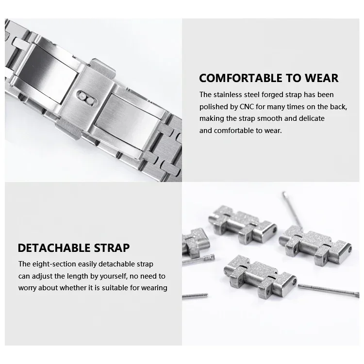 Gen4 طقم عصري لـ Casioak GM2100 حافظة معدنية من الفولاذ المقاوم للصدأ طقم تعديل حزام مطاطي ملحقات Casioak GM-2100 مع المسمار