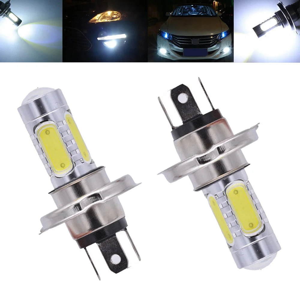 1Pc H4 9003 High Power COB LED Bulb 6000K Bright White Hi/Low Beam Motorcycle Headlight Aluminum Alloy Car Accessories