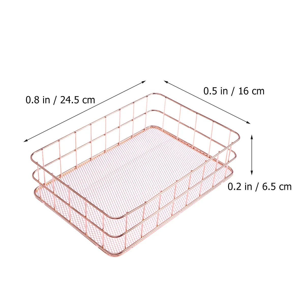 سلة شبكية حديدية كبيرة 24.5X16X6.5 سم منظم سطح المكتب باللون الذهبي الوردي لفرش المكياج وأقلام التجميل وسلة معدنية للتخزين #6