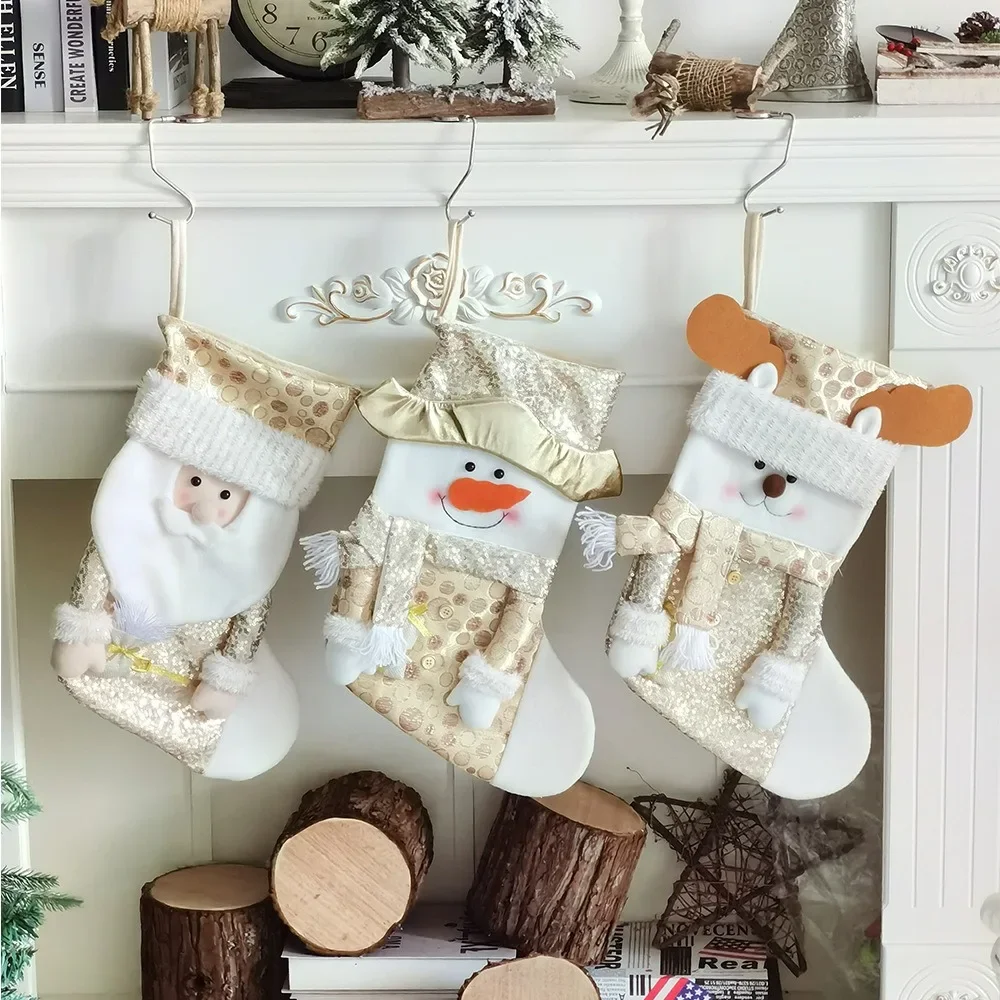 New Christmas Stockings, Santa Claus Velvet, Snowman, Reindeer, Fireplace Decorations, Holiday Gifts