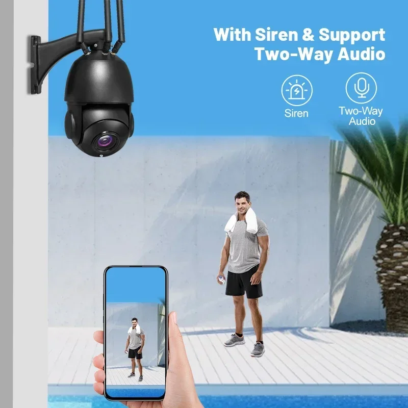 

2025De Seguridad Camera 4G SIM Card with Rotate 20x Optical Zoom Wired IP POE Metal Waterproof Outdoor PTZ Camera Two Way Audio