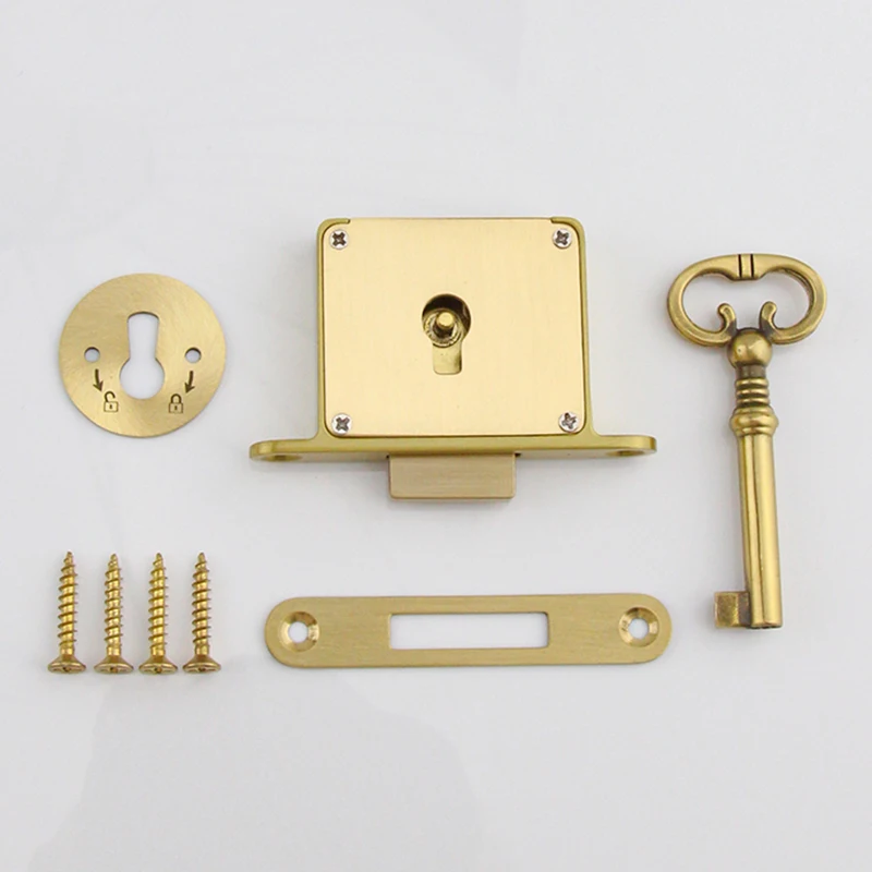 

Classic Retro 2PCS European Antique Pure Brass Drawer Cabinet Locks Hidden Cupboard Locker File Cabinet Locks+Key Brass/Bronze