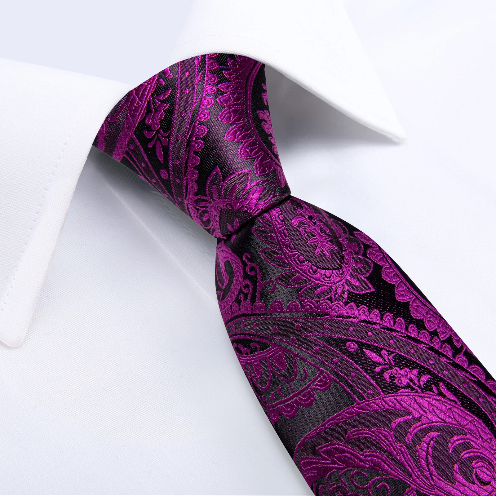 New  Polyester Men\'s 8cm Tie Set with Pocket Square Cufflinks Wedding Party Groom Accessories Necktie Gift for Husband