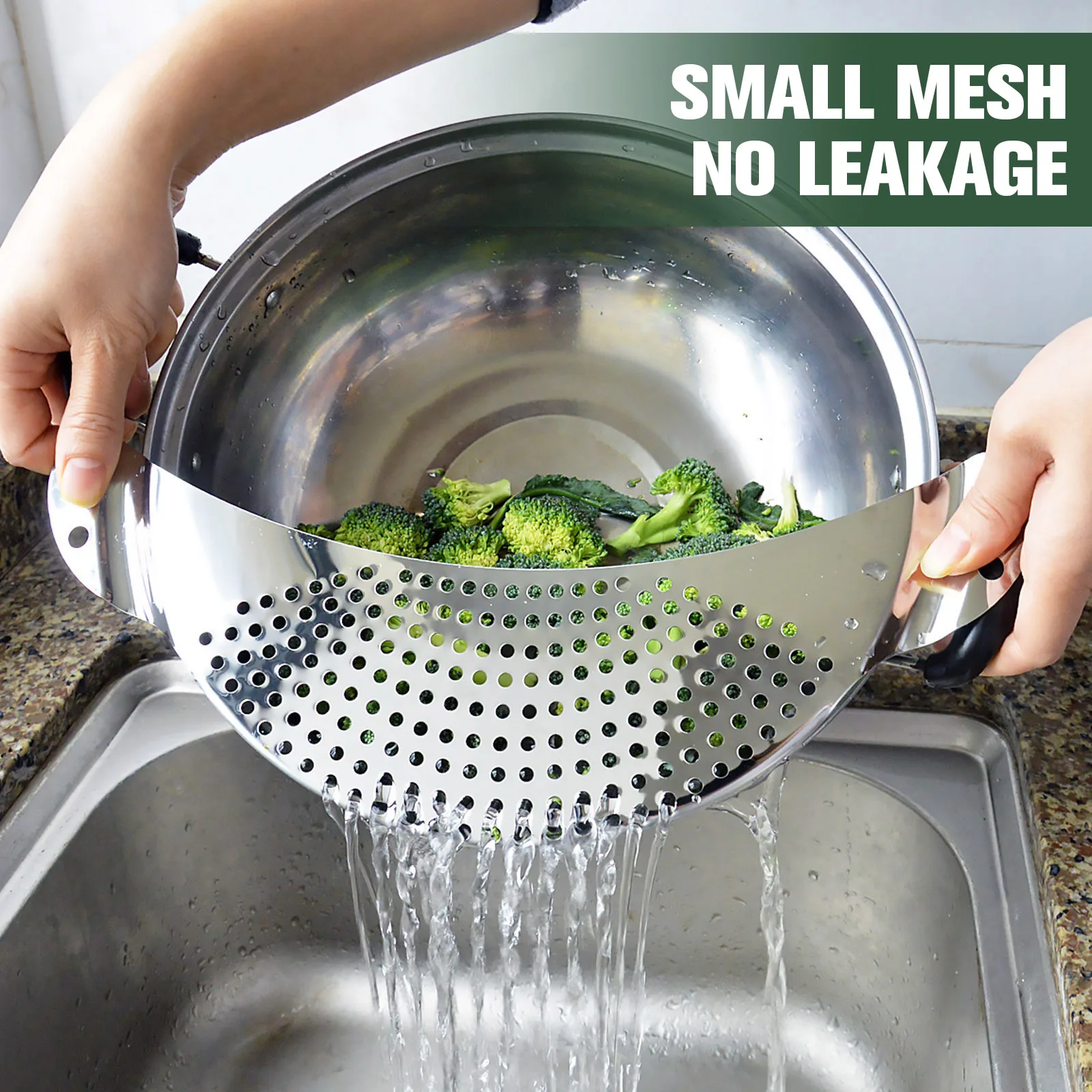 2 قطعة أوانٍ من الستانليس ستيل مجموعة مصفاة مقاومة للحرارة مصفاة المعكرونة متعددة الأغراض تجفيف الخضار لأواني المطبخ المقالي الأطباق