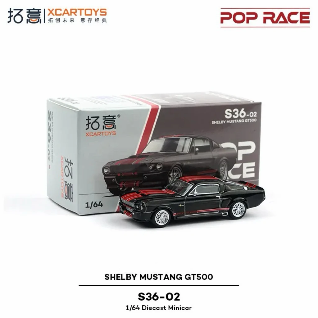 

Модель автомобиля Tuoyi Ford Shelby Mustang GT500 - черно-красная, POPRACE, литой сплав, масштаб 1/64