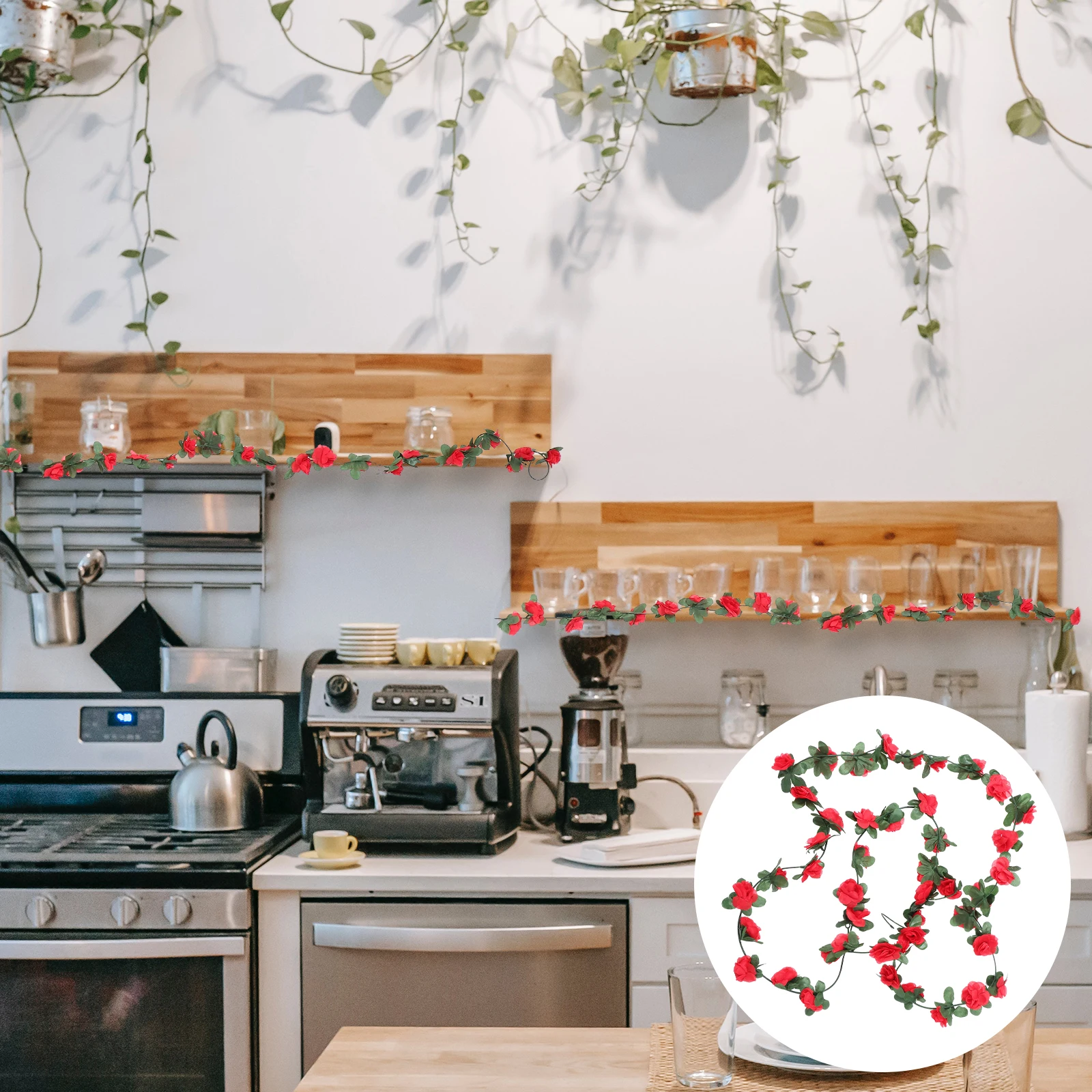 

6 Pcs Simulated Green Plant Rose Vine Fake Hanging Plants Outdoor Artificial Succulents Plastic Greenery