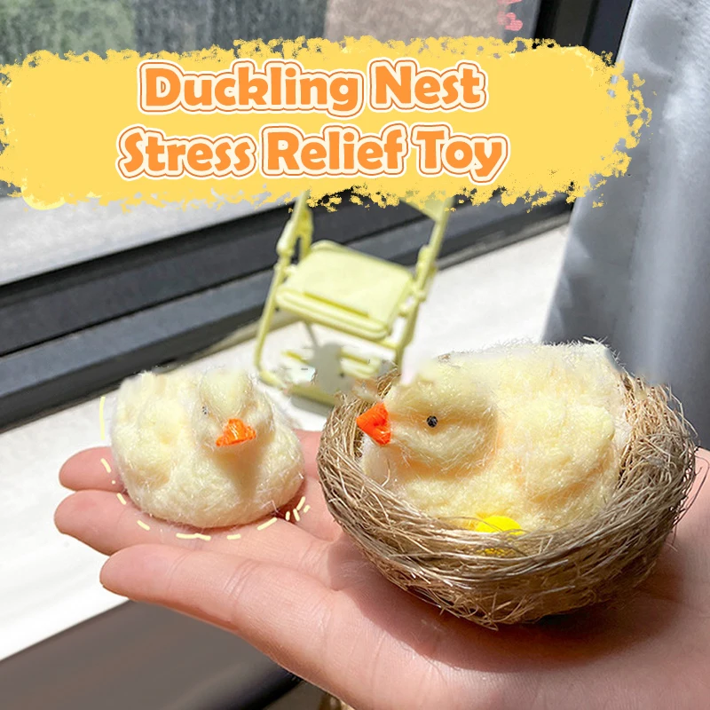 1 pièce fait à la main en Silicone souple mignon canard et nid de canard jouets à presser Squishy pincement soulagement du Stress jouet pour bébé cadeau