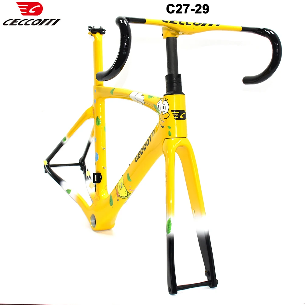 

CECCOTTI 3D Logo FUll Carbon Disc Brake Road Bike Frameset With Handlebar Full Hidden Cable Design Bicycle Frameset