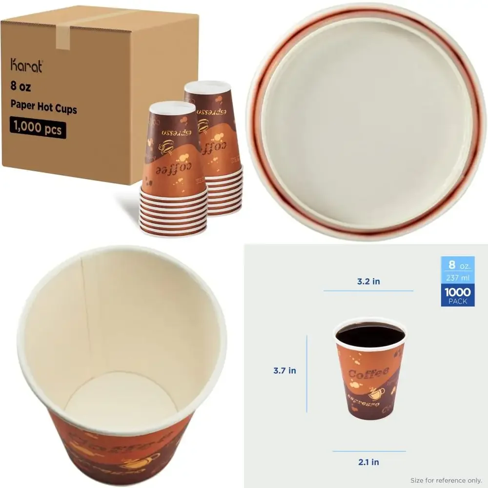 

Disposable 8oz Leak-Proof Double-Lined Paper Coffee Cups, 1000 Count, Ideal for Cafes, Hot Beverages, and Leak-Resistant Design