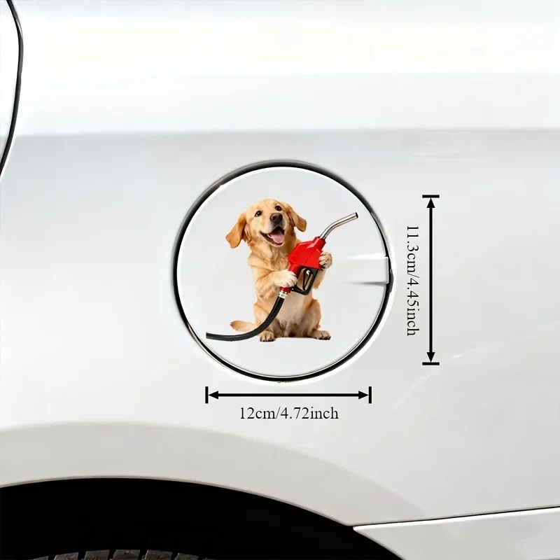 1Pc Tilting Golden Retriever Dog Vinyl Sticker, Self-Adhesive Decal for Car, Motorcycle Fuel Tank & Trailer, SUV, Truck Fuel Cap