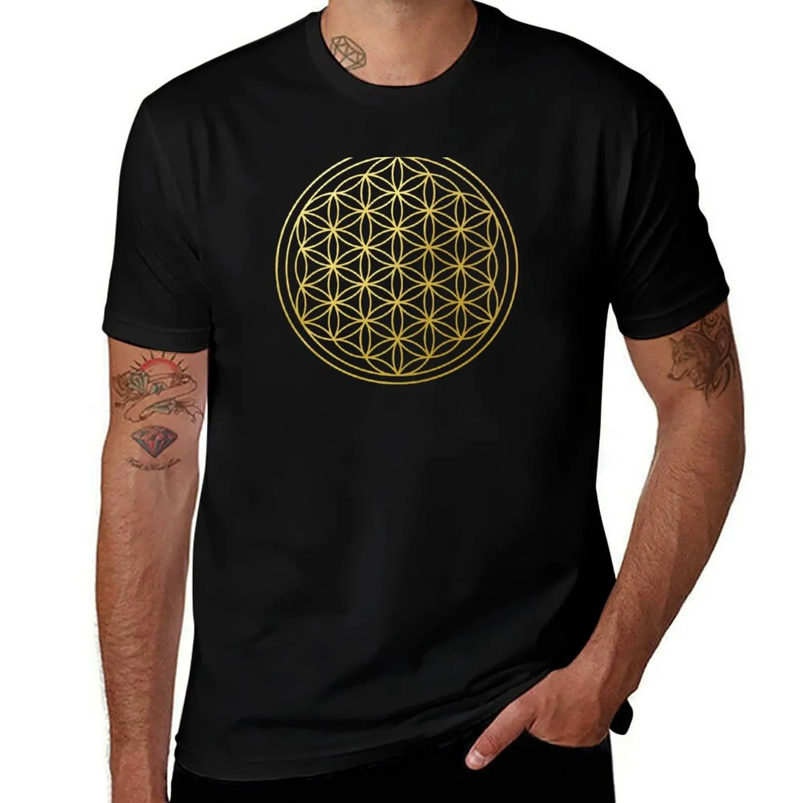 The Flower Of Life sacred geometry mandala healing protection amulet T-Shirt oversizeds mens graphic t-shirts