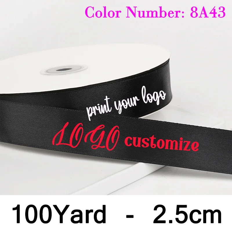100 ياردة شعار مطبوعة شريط من الساتان لتغليف الهدايا ديكور الزفاف DIY بها بنفسك القوس الحرفية بطاقة لوازم الشريط #3