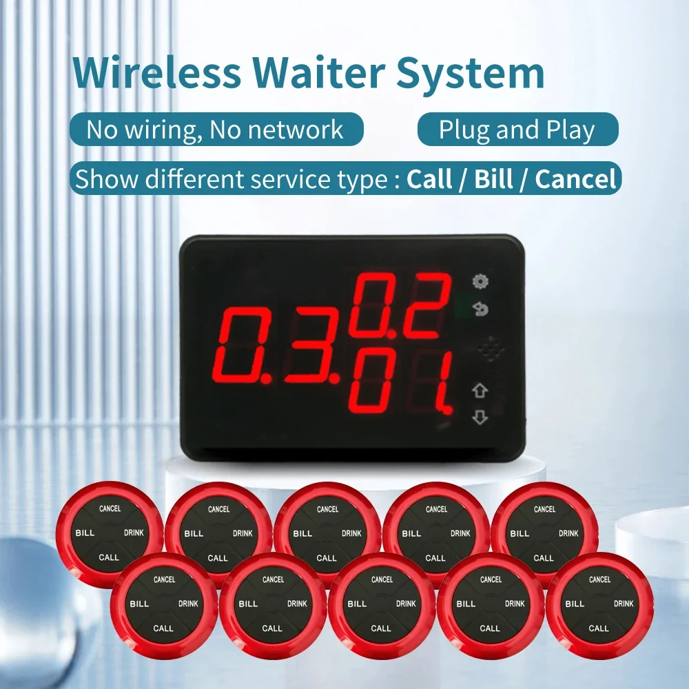 Factory Sale Wireless Restaurant Calling Waiter Table Bell Call Button Pager System