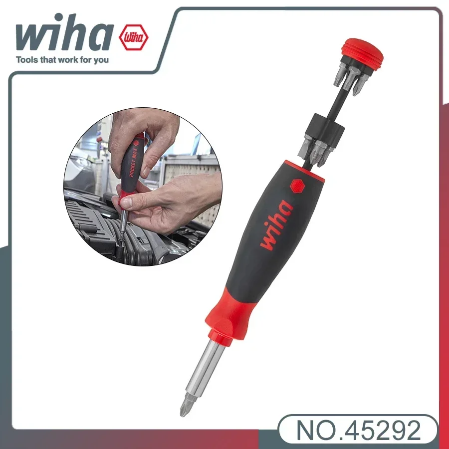 

Genuine WIHA 45292 Magnetic Screwdriver with Bit Magazine Mixed with 8 Bits 1/4" Compact Light and Convenient Handling torx