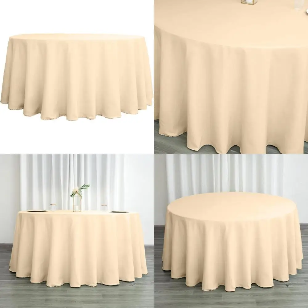 

Polyester Round Tablecloths 120 Inch Beige, 6 Pack for Weddings, Parties, Banquets, and Receptions - Durable Fabric Linens