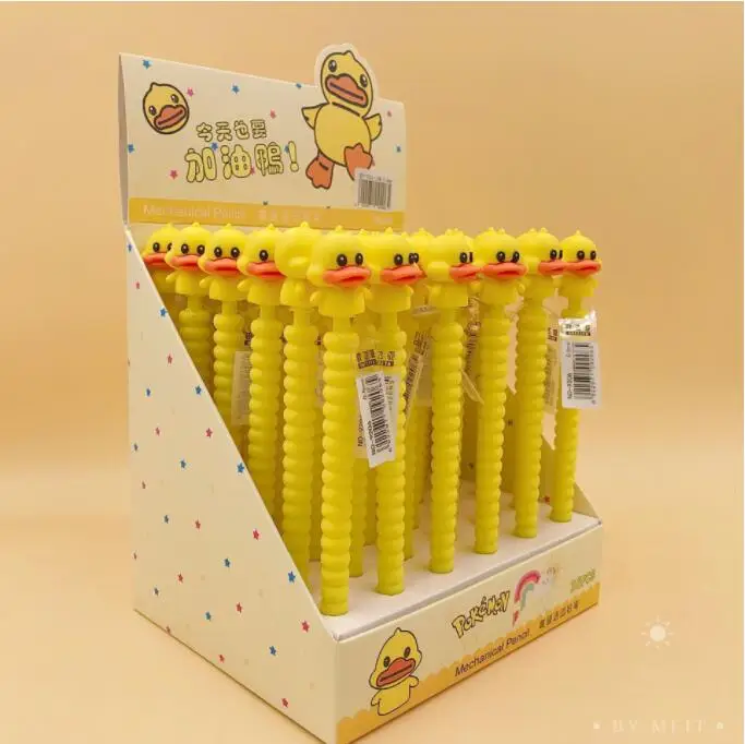 36 pcs/lot Kawaii Yellow Duck Mechanical Pencil Cute 0.5mm Automatic Pens Stationery gift School Office writing Supplies