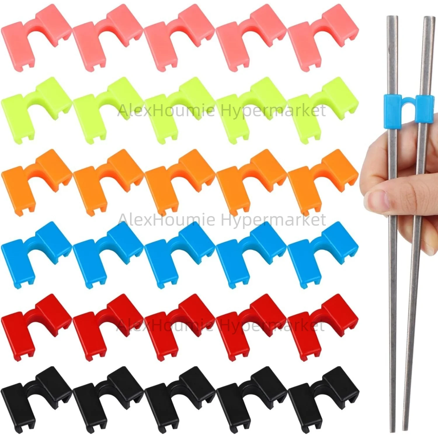 

30PCS Chopstick Helper Training Kit Chopsticks Connector Reusable Plastic Training Chopstick Helper for Beginner Trainer Learner