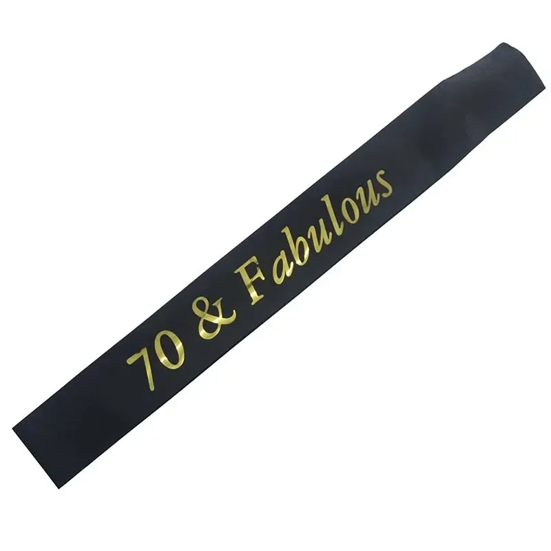 Gold Glitter Birthday Sash 30 40 50 60 70 80 Fabulous Satin Sash for 30th 40th 50th 60th 70th 80th Birthday Party Decor Supplies images - 6