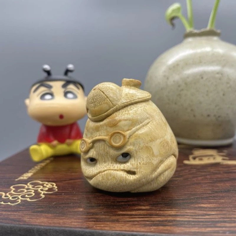 Lucky three-legged golden toad, nail design, solid bamboo Yuzhu, Wenwan handle