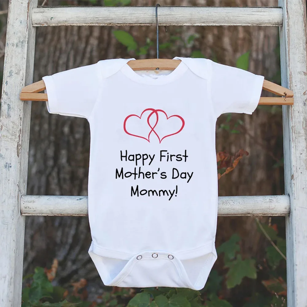 Happy First Mother's / Father's Day Baby Bodysuit Baby 1st Monther's Day Toddler Infant OnePiece Best Gift for Mom & Dad