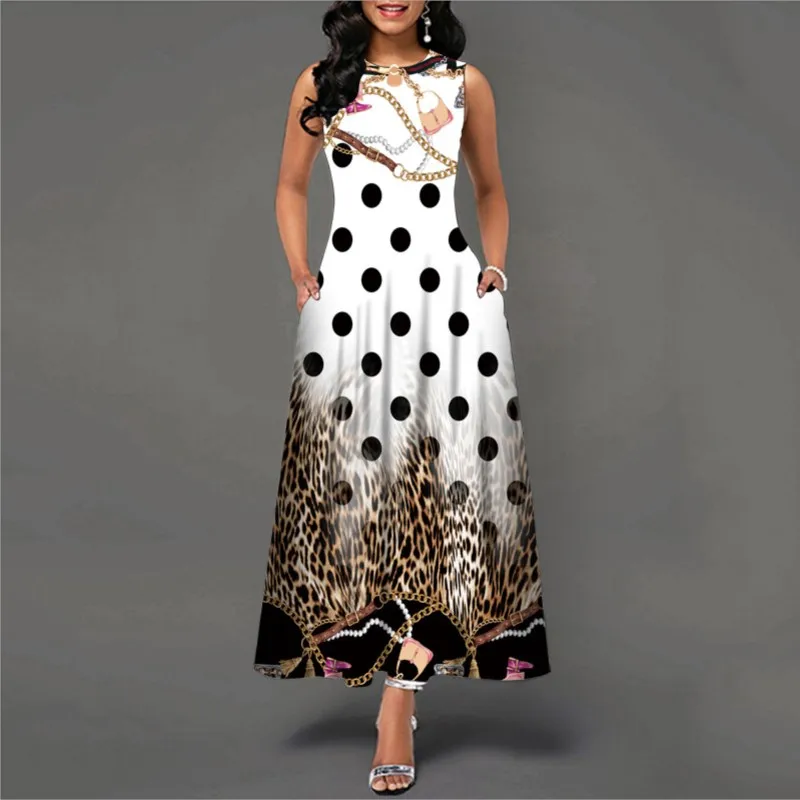 Damska wiosenna letnia dลuga sukienka czarna bez rฤkawรณw kwiatowy Print eleganckie sukienki dla kobiet 2024 Party Beach damska sukienka Plus rozmiar
