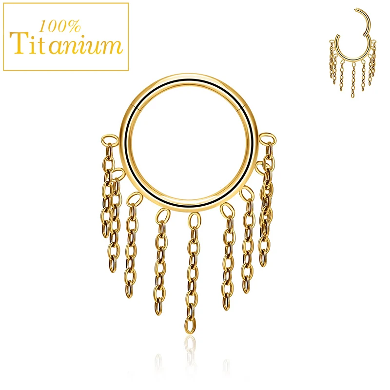 ASTM G23 التيتانيوم الأنف الدائري متمحور الفرس الجزء مع سلسلة الغضروف اللولب Daith محارة ثقب القرط هوب مجوهرات للجسم 16 جرام