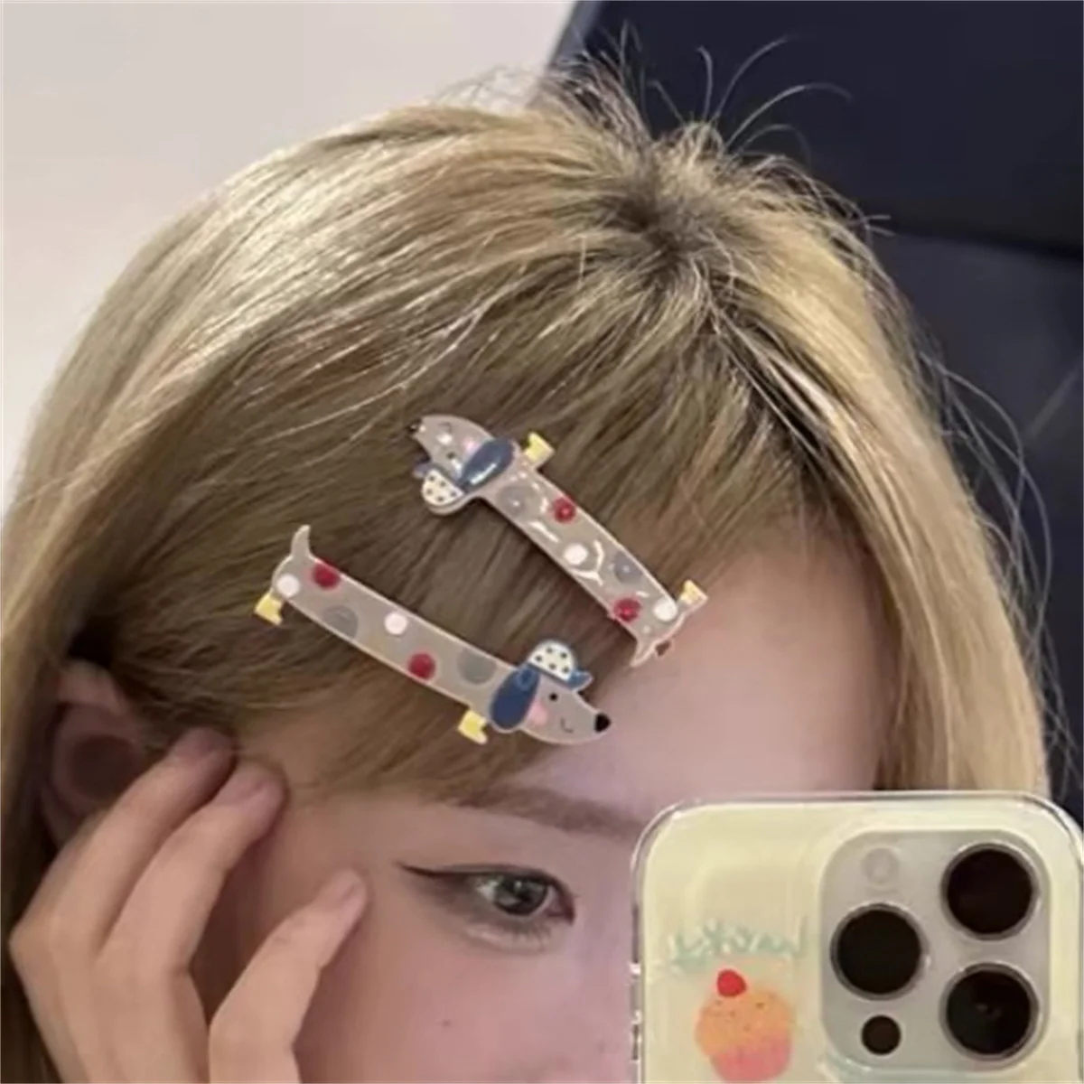 3pcs/set Puppy Cat Barrettes Acrylic Cute Animals Geometric Hair Clips Hairpin Side Pins Women Hair Accessories