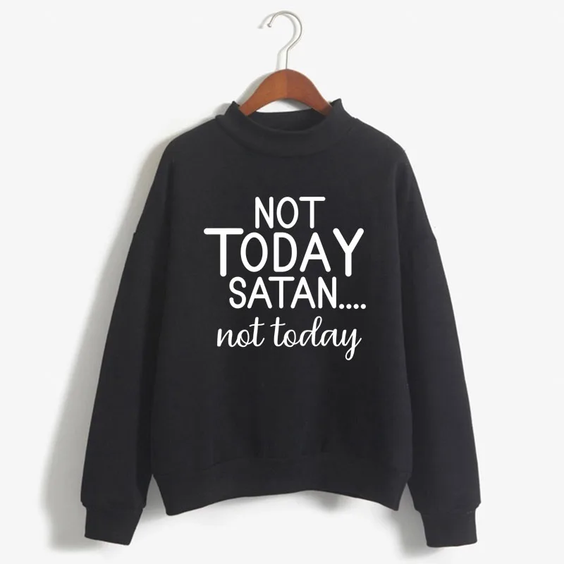 not today satan not today Print Women Sweatshirt Korean O-neck Knitted Pullover Thick Autumn Candy Color Loose women Clothes