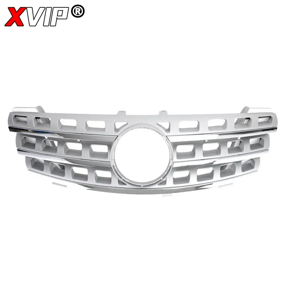 XVIP AMG Style Upper Grid Silver Front Bumper Grille For Mercedes Benz ML-Class W164 05-08 ML320 ML350 ML500 ML550 Racing Grill