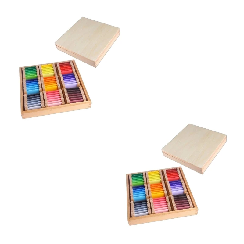 Monessori Sensorial Maerial Learning Boîte à colorier en bois préscolaire oy