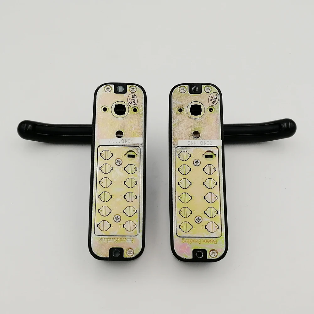 Double-Sided Combination Code Opening,Interior Exterior Push Button Passcode Front Door Lever Set,No Battery(Matte Black)