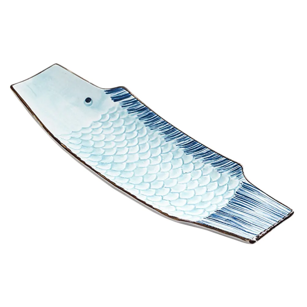 

Ceramic Sushi Plate Fish Shaped Creative Serving Dish Japanese Style Sashimi Holder Multipurpose Seafood Platter Kitchen Gadget