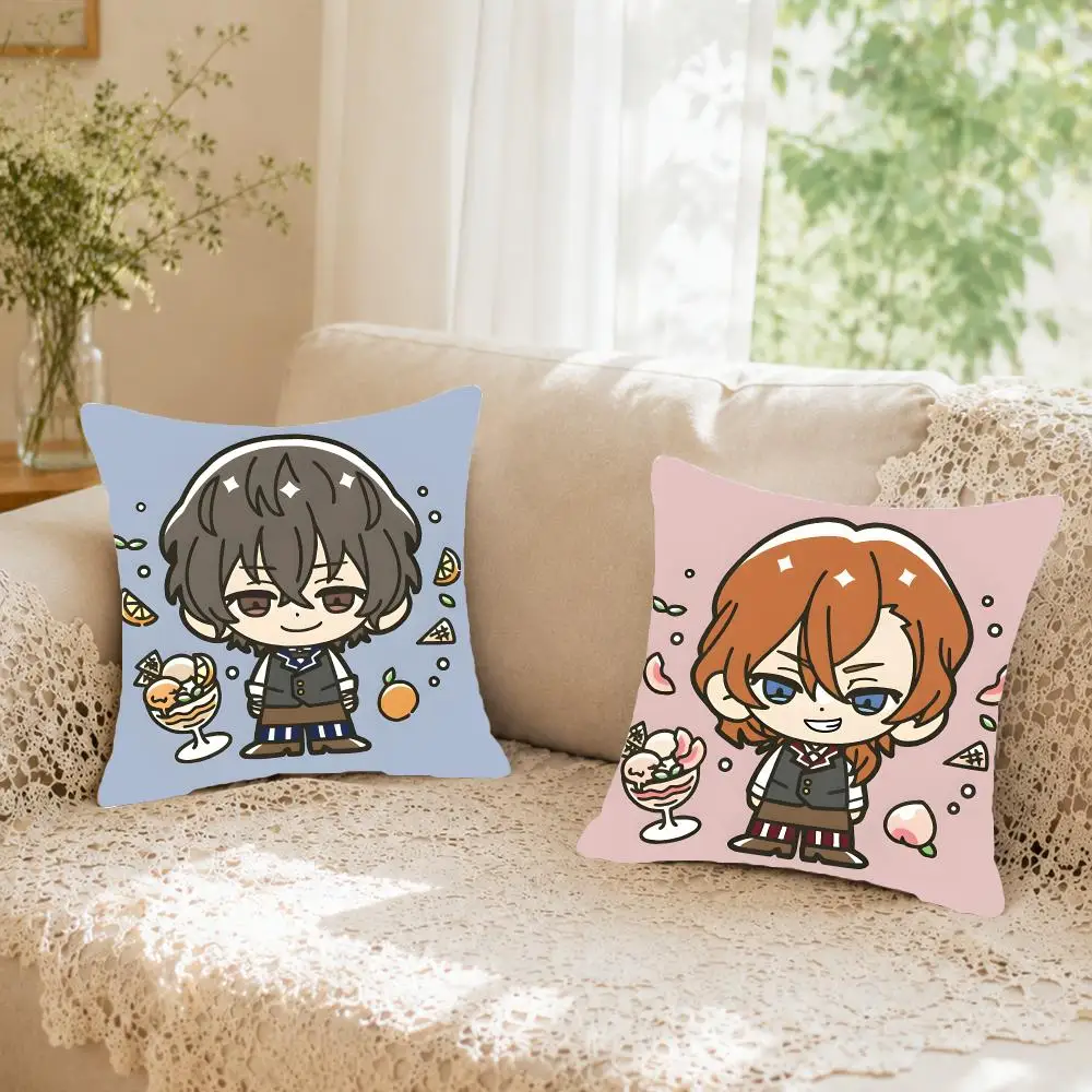 Dark Anime B-Bungo Stray Dogs Cushion Cover Faux fur decorative Dark academia style Cat scratching post Rustic Spa pillow cover