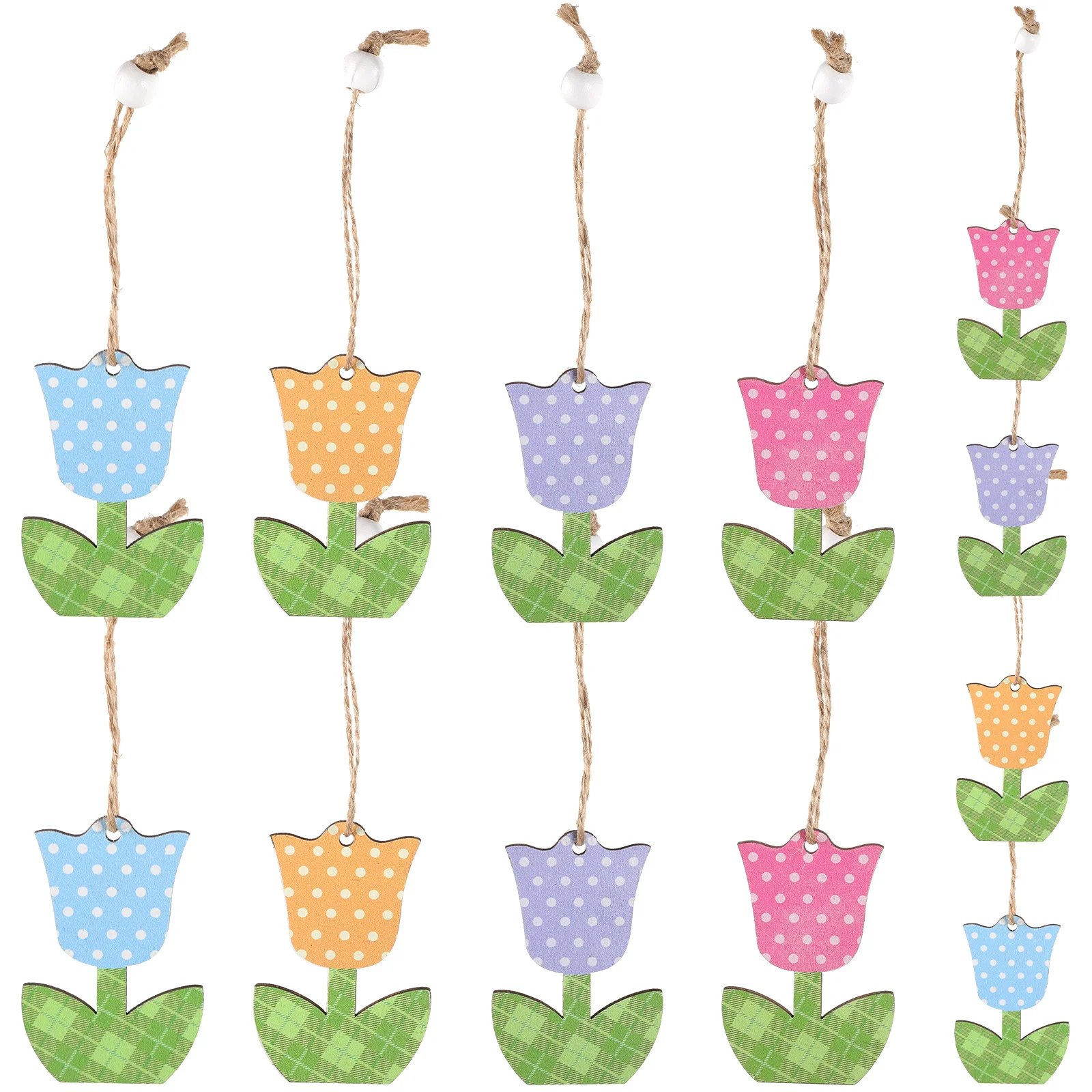 

12 Pcs Summer Tulip Ornament Hanging Decorations for Home Ornaments Wooden Tulips