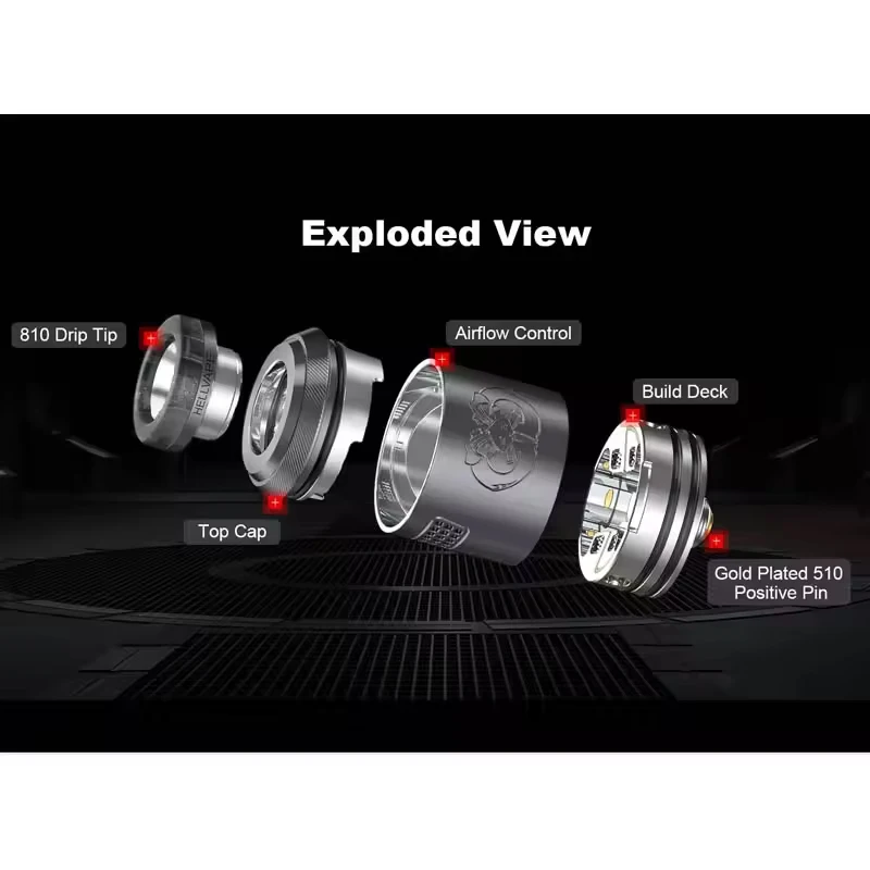 Original hellvape drop dead 2 rda tanque vape atomiz 24mm de diâmetro bobina dupla 810 ponta de gotejamento 510 rosca vaporizador de cigarro eletrônico