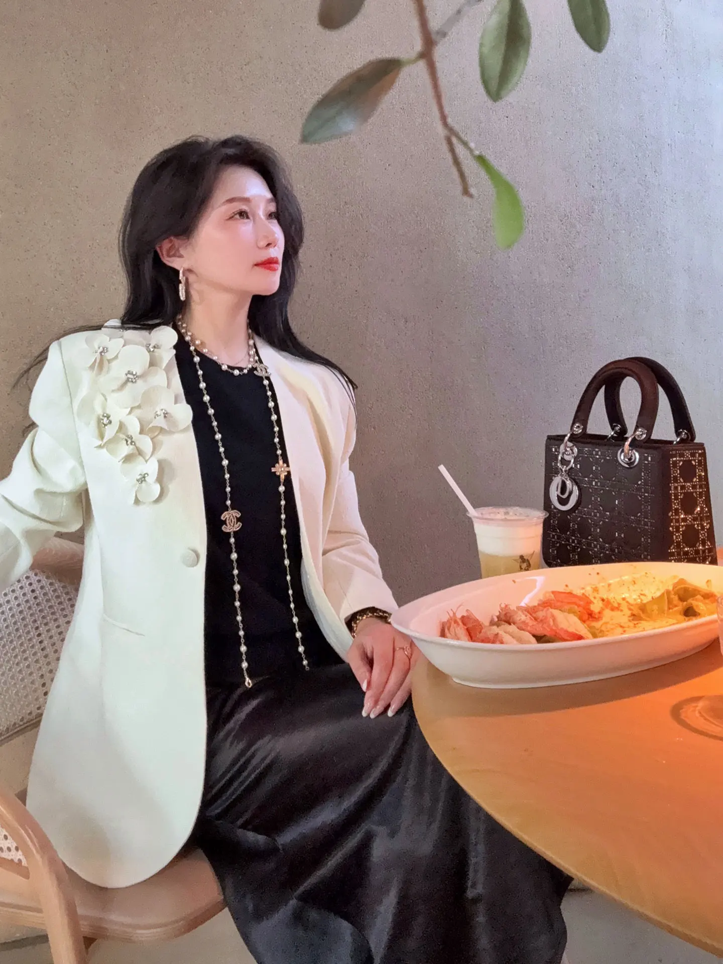 

Yang Xiao Jing Women's Suit Jaet Autumn New Sle Heavy Work 3D Flower Decoration High Quali Leisure Casual Faion Polye...