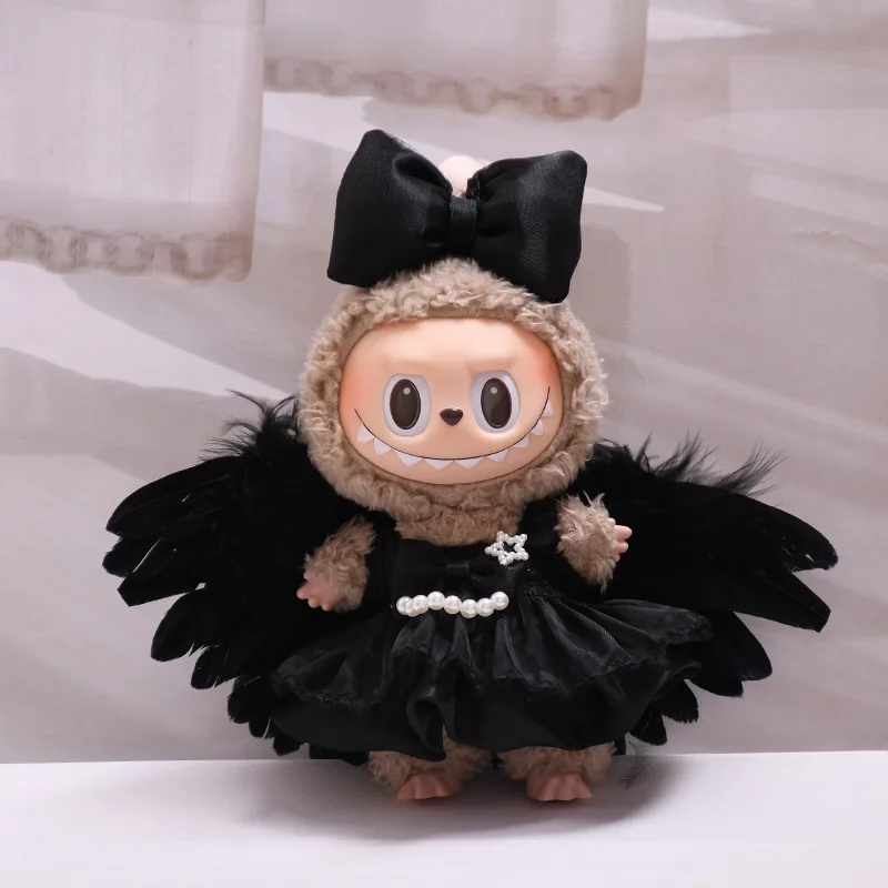 Mini roupas de boneca acessórios para coreia kpop exo 15-17cm labubu 10com algodão boneca gaze saia asas de anjo roupas presente