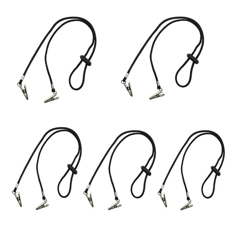 

5pcs Napkin Clips Chain Bib Holder Adjustable Length Nylon Material Elderly Adult Clothes Clean Portable Practical Design Strong