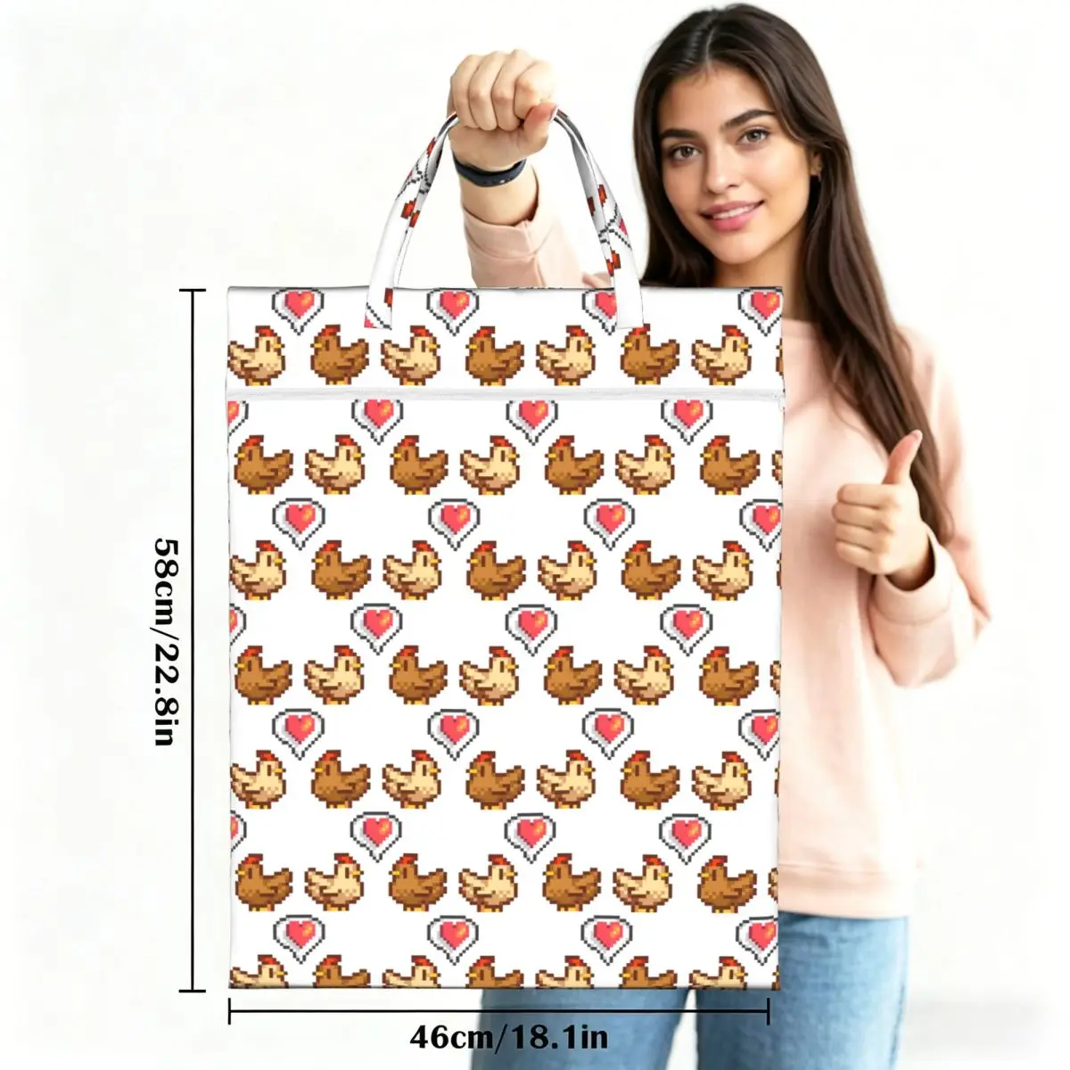 Stardew Valley Chicken Lov Travel Laundry Bag Waterproof Reusable Dirty Clothes Pouch Gym Yoga Vacation Washing Basket