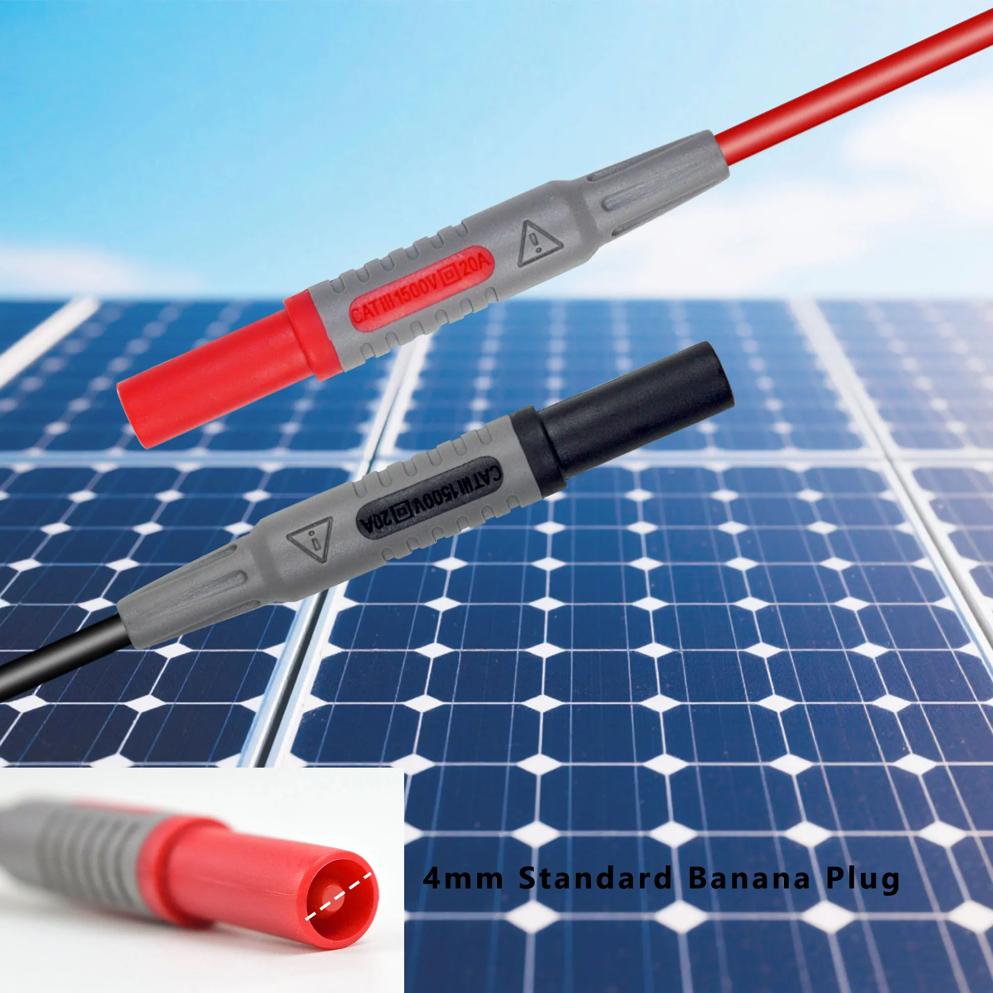 ZIBOO Solar Test Cables Wires 1000V/20A for Photovoltaic Solar Panel System,PVLEAD1 Solar 4mm Test Lead Set.