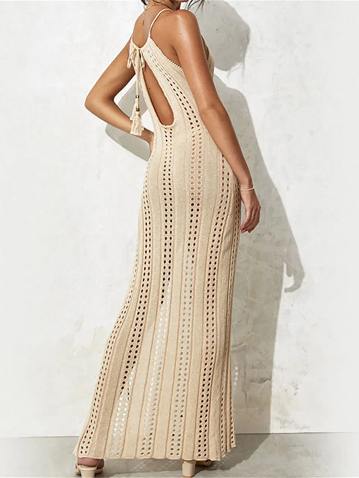 Sexy Hollow Out Hoge Split Gehaakte Gebreide Tuniek Beach Cover Up Cover-ups Strand Jurk Beach Wear Beachwear Vrouwelijke vrouwen K4496