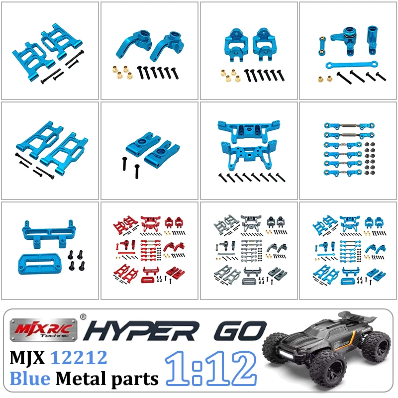 

1/12 12212 MJX Hyper Go Original Factory Blue Metal Suspension Swing Arm Steering Assembly Shock Tower Body Pillars RC Car Part