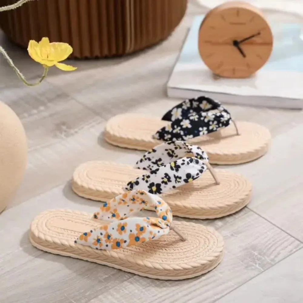 

Bohemia Style Floral Flip Flops EVA Non-Slip Slides Sandals Women Soft Sole Beachwear Shoes Platform Flat Slippers Woman