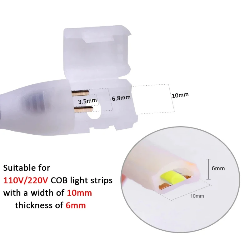 50PCS 2pin COB LED Strip Connector Extension Wire LED Connectors for 220V COB Tape Lights