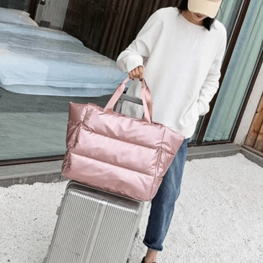 

Fashion Solid Color Travel Tote Bag Large Capacity Nylon Gym Sports Bag Soft Shoulder Foldable Yoga Mat Bag Swimming