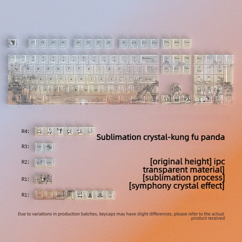 Panda Keycaps PC Transparent Dye-Sublimation Original Profile 125 Keys Full Set for Mechanical Keyboard DIY
