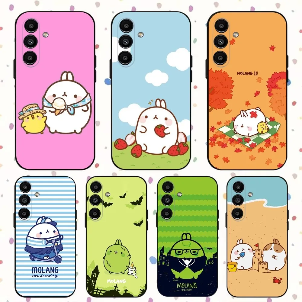 Cartoon M-MolangS Cute Phone Case For Samsung S24,S21,S22,S23,S30,Ultra,S20,Plus,Fe,Lite,Note,10,9,5G Black Soft Cover